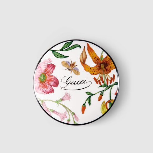 Petite boîte de forme ronde avec un imprimé Gucci Flora