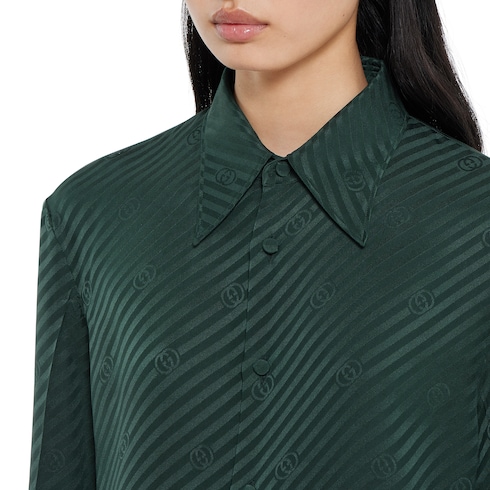 Camisa de jacquard de seda con GG entrelazada
