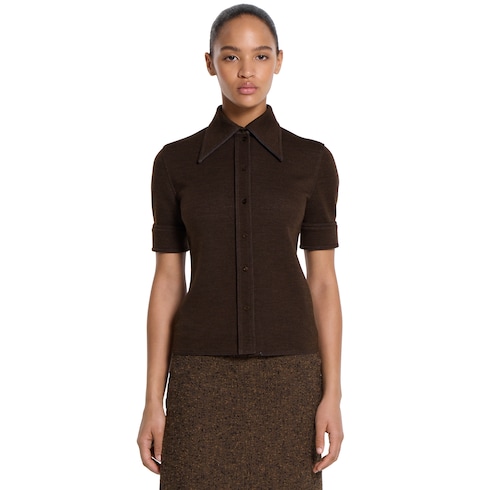 Camicia in jersey di cotone e lana