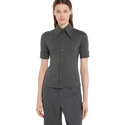 Camisa de punto de algodón y lana