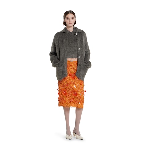 Cardigan aus gebürstetem, extrafeinem Mohair