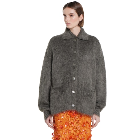 Brushed extra fine mohair cardigan