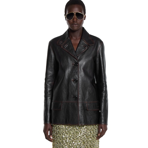  Soft aged-effect leather jacket