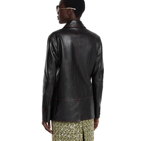  Soft aged-effect leather jacket