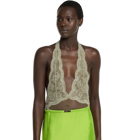 Body en tulle à dentelle fleurie