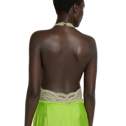 Body en tulle à dentelle fleurie