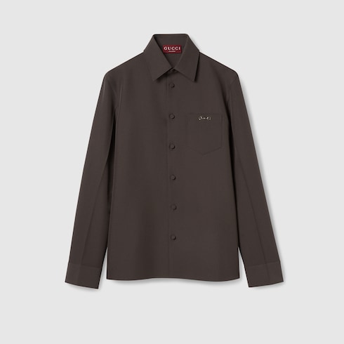 Camisa de sarga de poliéster con detalle Horsebit