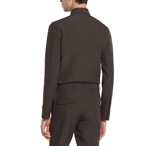 Camisa de sarga de poliéster con detalle Horsebit