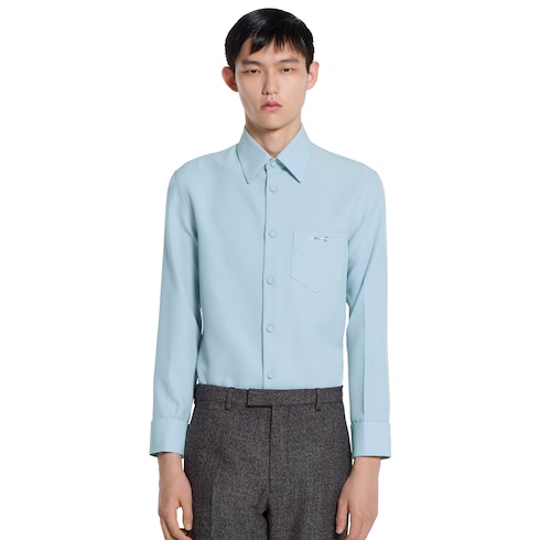 Camisa de sarga de poliéster con detalle Horsebit
