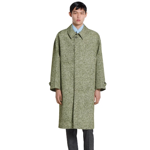 Bonded poplin coat with bouclé print