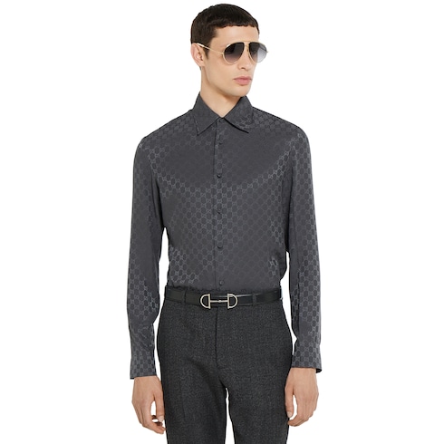 Camicia in seta GG jacquard