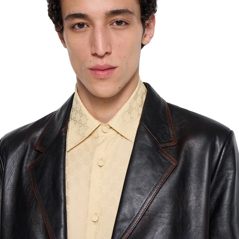 Camisa de jacquard de seda con GG
