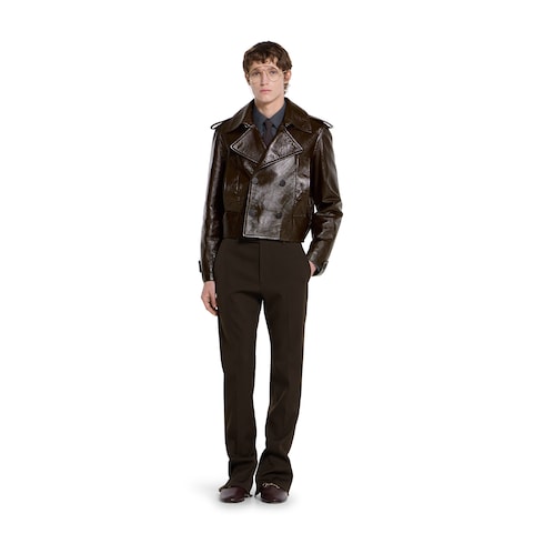 Shiny leather biker jacket