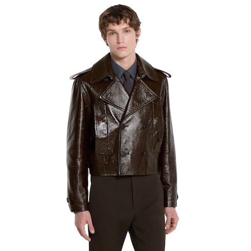 Bikerjacke aus hochglänzendem Leder