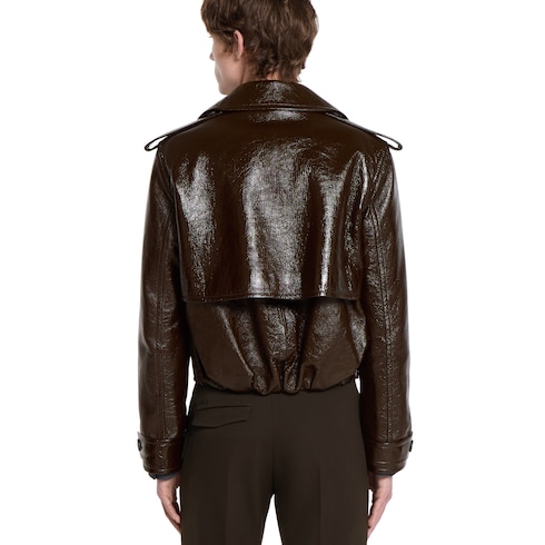 Giacca da biker in pelle lucida