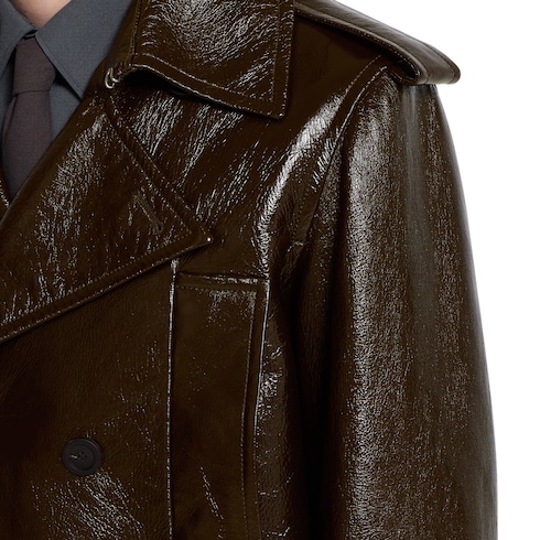 Shiny leather biker jacket