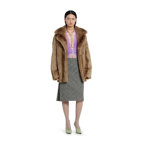 Degradé soft shearling peacoat