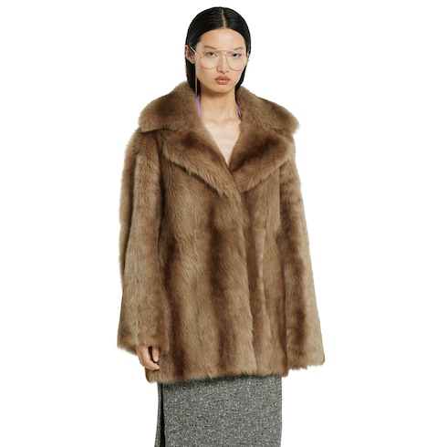 Degradé soft shearling peacoat