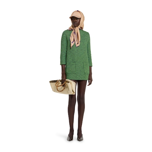 Kleid aus Baumwoll-Woll-Mouliné