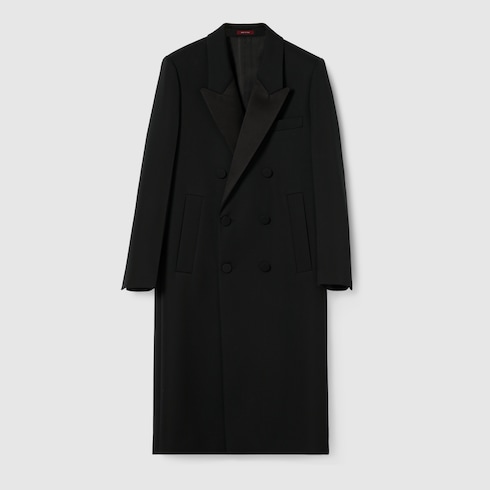 Double wool and satin coat