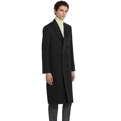 Double wool and satin coat
