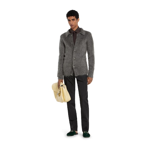 Brushed wool mohair cardigan