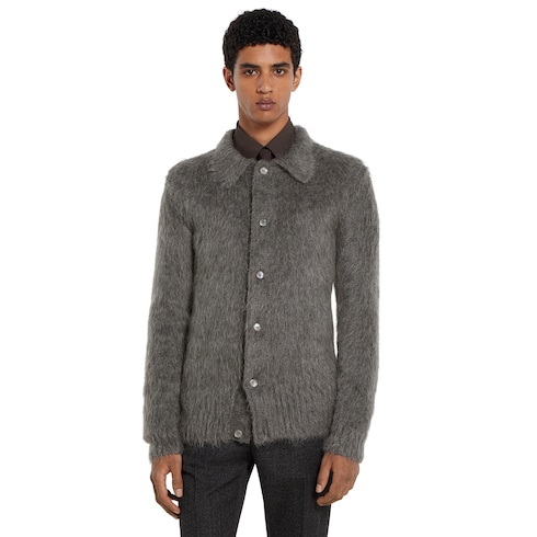 Cardigan in lana mohair spazzolata