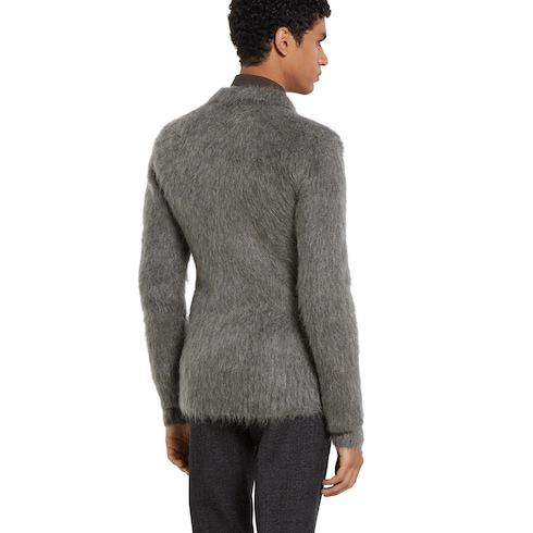 Brushed wool mohair cardigan