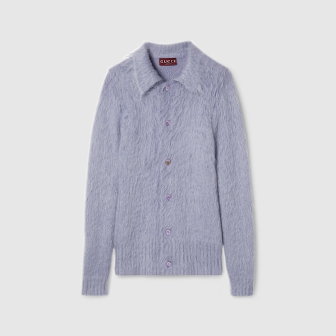 Cardigan in lana mohair spazzolata