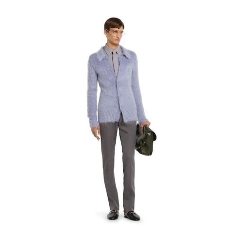 Brushed wool mohair cardigan