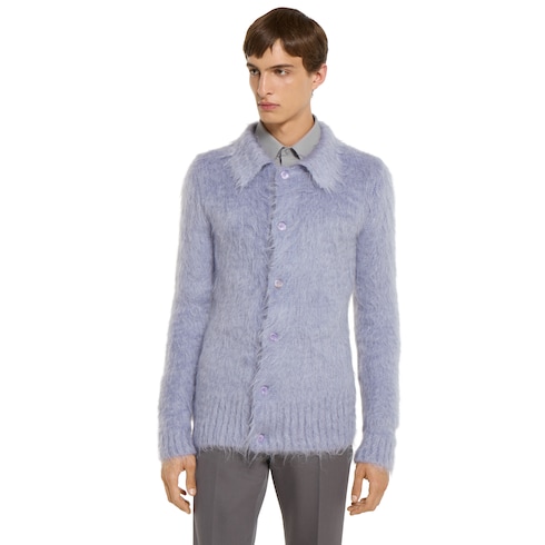 Cardigan in lana mohair spazzolata