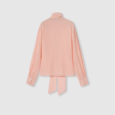 Bluse aus Crêpe de Chine mit Halsschleife