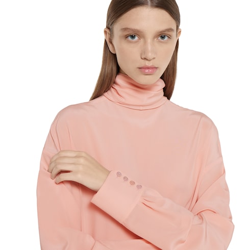 Crêpe de chine shirt with neck bow