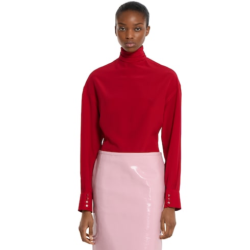 Bluse aus Crêpe de Chine mit Halsschleife