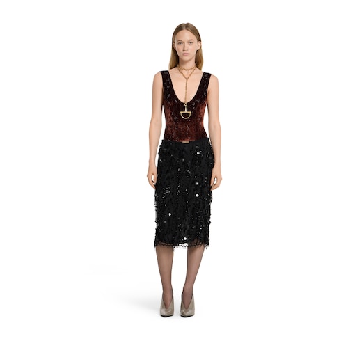 GG crystal embroidered bodysuit