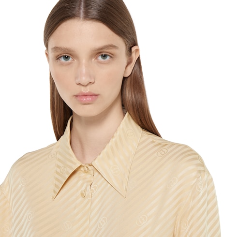 Camisa de jacquard de seda con GG entrelazada