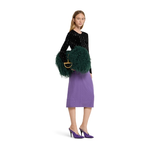 Top in ciniglia stretch ricamato