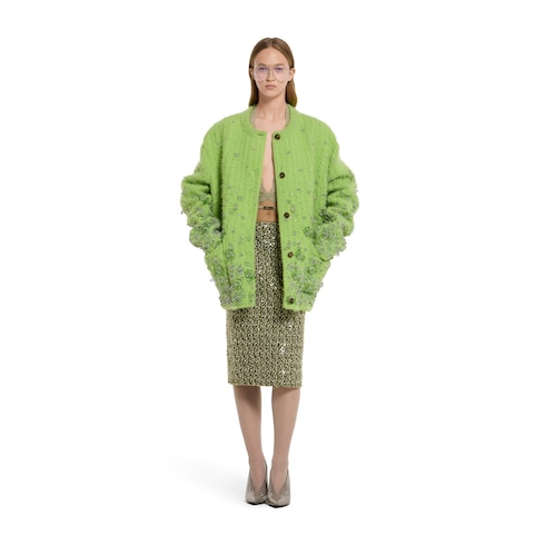 Jupe en coton et laine bouclés