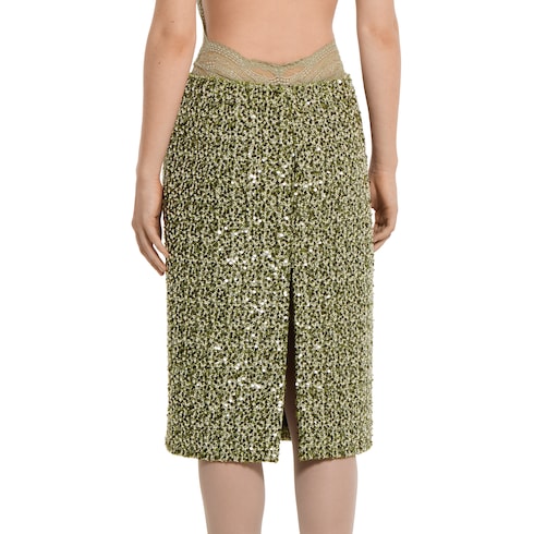 Jupe en coton et laine bouclés