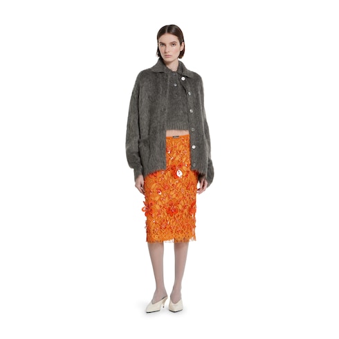 Rock aus Blumen-Spitze mit Perlen