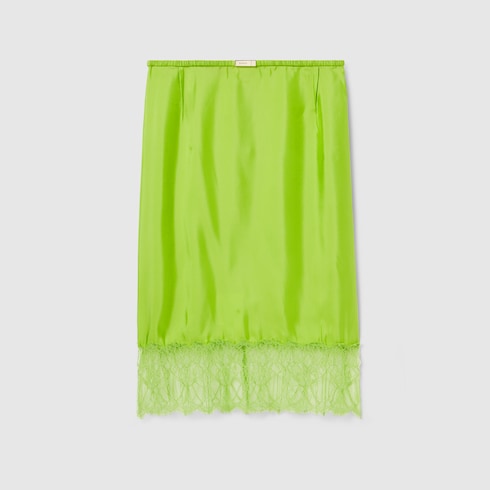 Jupe en twill de viscose avec dentelle fleurie