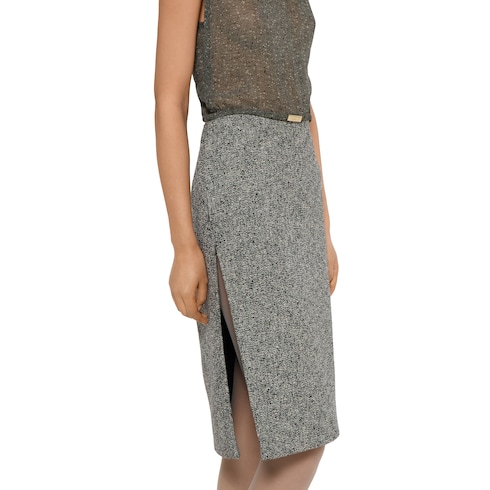 Cotton-wool mouliné skirt