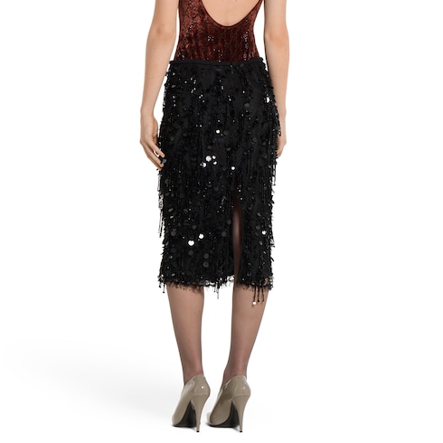 Jupe en dentelle avec sequins brodés