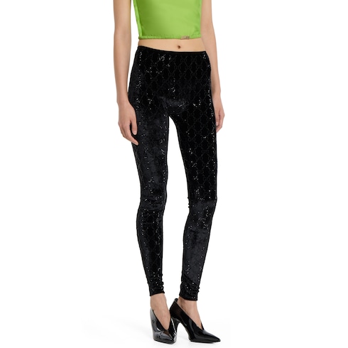 Leggings con ricamo GG di cristalli