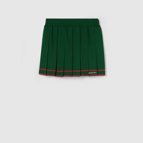 Pleated skirt with striped trim