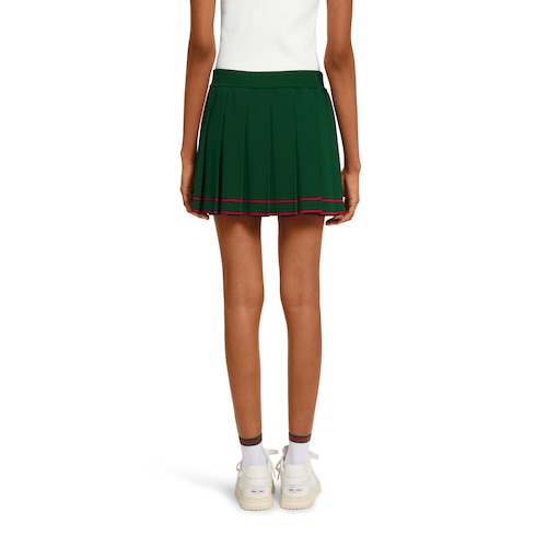 Pleated skirt with striped trim