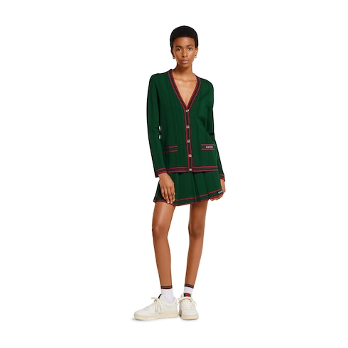 Cardigan with striped trim