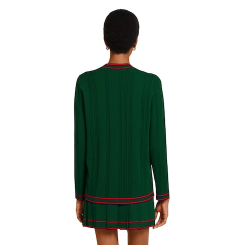 Cardigan with striped trim