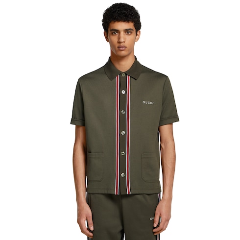 Chemise polo en piqué de coton avec broderie