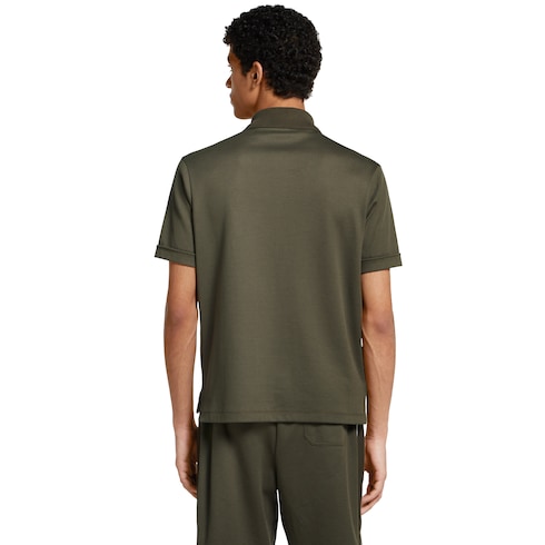 Chemise polo en piqué de coton avec broderie